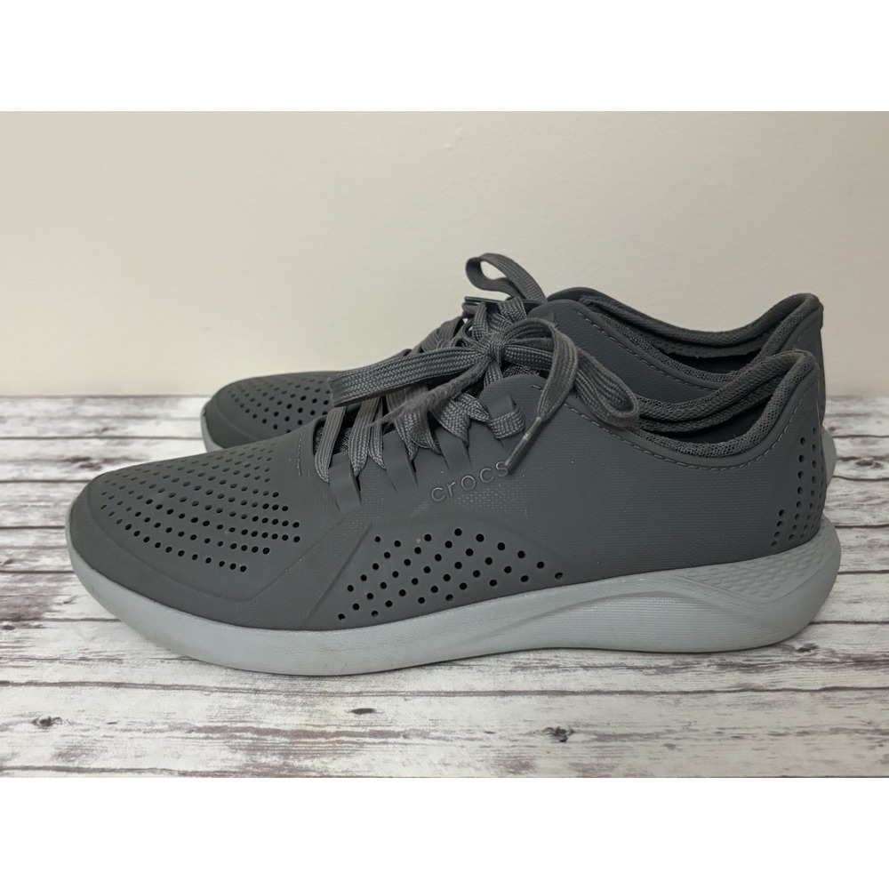 Crocs Men's Sneakers Literide 360 Pacer Gray Lace Up Walking Shoes Size 9